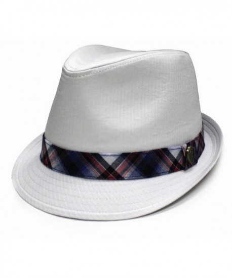 City Hunter Pmt610 Wrinkled Linened with Checker Band Fedora (3 Colors) - White - CP11CV374FF