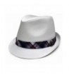City Hunter Pmt610 Wrinkled Linened with Checker Band Fedora (3 Colors) - White - CP11CV374FF