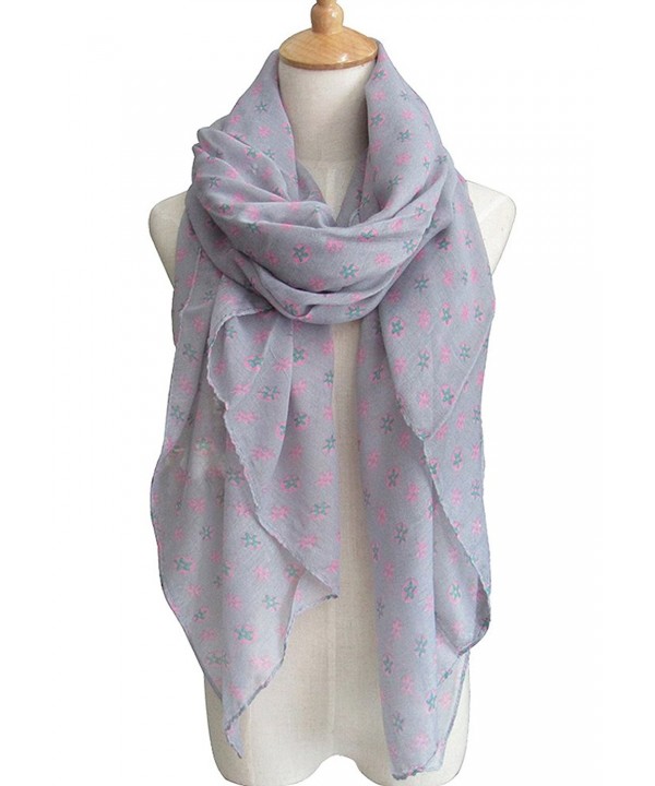 Women's Fashion Party Shawl Star Printed Spring Summer Scarves Girls Gift - Gray - CA17YLTOCMT