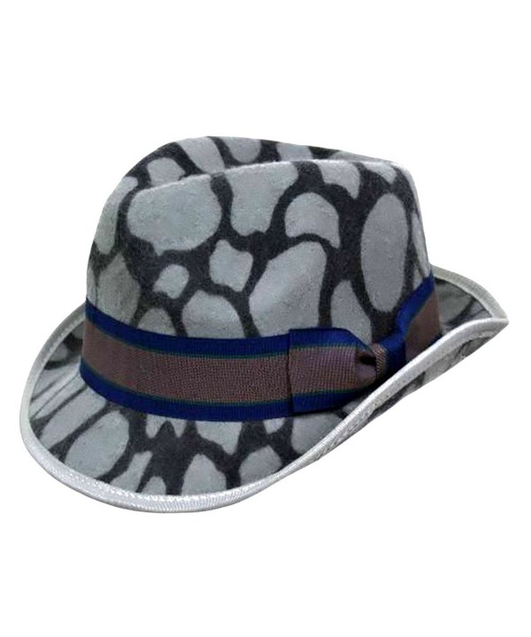 Luxury Divas Animal Print Wool Fedora Hat - Gray - CB1155SYJBP