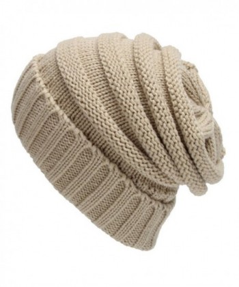 CANCA Knit Beanie Cap Warm Winter Skull Beanie Hat Perfect for Women & Men - Beige - CS1866E3S5K