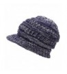 MIRMARU Women's Winter Ribbed Layer knitted Brim Visor Beanie Hat. - Navy - CL186SN6RQX