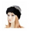 ZLYC Women Two Tones Luxurious Rex Rabbit Fur Knitted Hat Cossack Beanie with Fur Pom - Gray - C311QAFV2JN