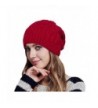 Glamorstar Unisex Cable Knitt Hat Winter Warm Thick Braided Beanie Slouchy Ski Cap - Jujube Red - C7186QT7RL9