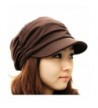 LOCOMO Women Girl Fashion Design Drape Layers Beanie Rib Hat Brim Visor Cap FFH010BLK Black - Brown - CO11COU8E31