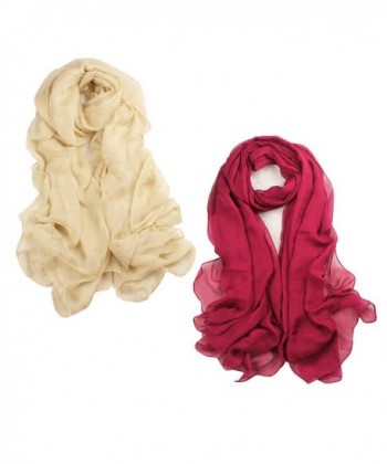 2 PCS Womens Beautiful Solid Color Thin Shawl Wrap Scarf 43 x 55 inches - Style B - CH17YGE8CU2
