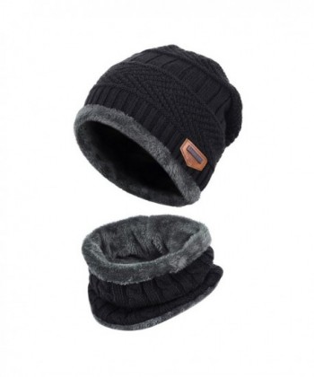 Fantastic Zone 2 Pieces Winter Beanie - Black - CB12O43334B