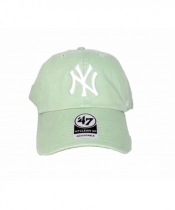 New York Yankees Strapback Hat 47 Brand Pastel Clean Up Slouch Fit - Hemlock Green - CU17YLK8M2X