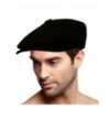 Men's 100% Winter Wool Herringbone Snap Newsboy Drivers Cabbie Cap Hat - Black - C31867EUR2S