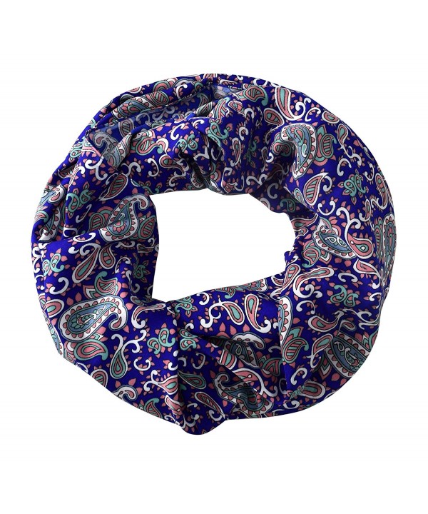 Peach Couture Chic Graphic Paisley Printed Infinity Loop Scarf Various Colors - Royal Blue - CF12K9DTPMX