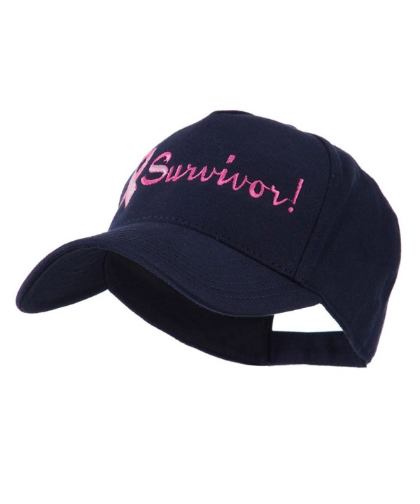 Breast Cancer Ribbon Survivor Embroidery Cap - Navy - CM11HEH628D