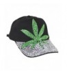 Rhinestone Baseball Cap Denim - Marijuana Leaf - C31862DNS4A