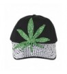 Marijuana Leaf Rhinestone Cap Black in Women's Baseball Caps