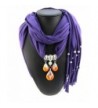 Ysiop Women Dacron Solid Tassel Necklace Scarf Pendant Shawl - Purple - C912GEASL5B