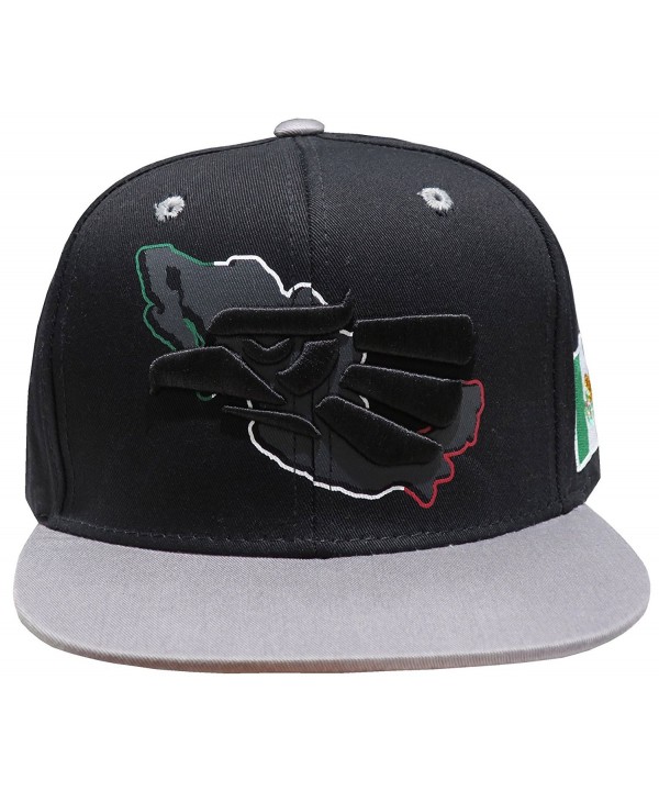 Leader of Generation Hecho EN Mexico Mexican Flag States Eagle Flatbill Snapback Hat - Mex07 Black/Grey - C3185TE93YZ