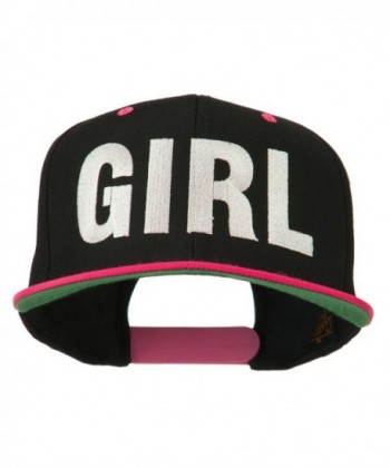 Flat Bill Hip Hop Casual Girl Embroidered Cap - Black Pink - CA11KCHJOTB