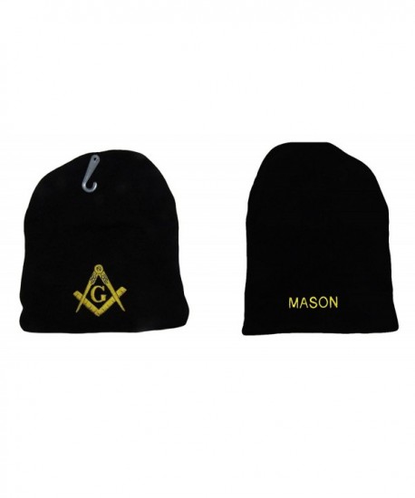 AES 8" Mason Masonic Lodge Mason Letters Black Embroidered Beanie Skull Cap Hat - CU188T3R269