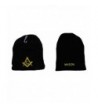 AES 8" Mason Masonic Lodge Mason Letters Black Embroidered Beanie Skull Cap Hat - CU188T3R269