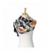 Lo Shokim Women's Fashion Floral Print Oblong Scarf With Fringe - Navy Blue - C9186300UZG