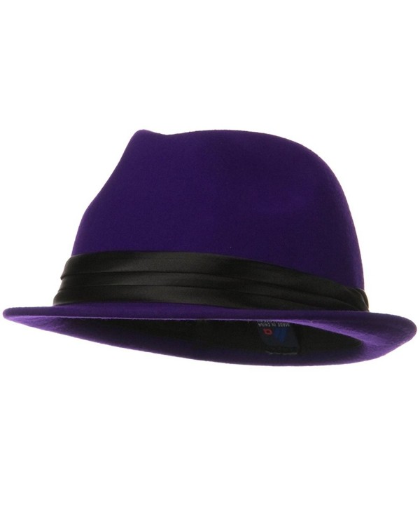 Ladies Wool Felt Fedora Hat - Purple - CX1190QL6YV