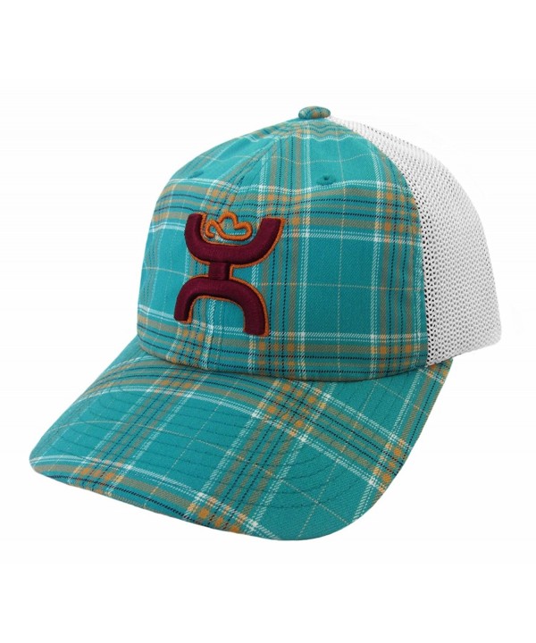 HOOey Turquoise Plaid Snap Back Adjustable Hat - 1547T-TQ - C6126HFZV93