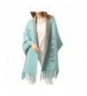 ZISUEX Women Embroidery Cloak Poncho Shawl Wrap Fashion Scarf Tassels Pashmina - Blue - CV186ISN8MQ