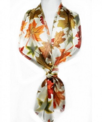 Imagine If... Silk Feel Scarf - Vibrant Autumn Leaves on Ivory - CD12JEKIEFB