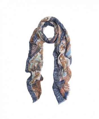 Premium Tribal Paisley Floral Print Frayed Edge Scarf Shawl Wrap - Diff Colors - Navy - CA12LR8UMIZ