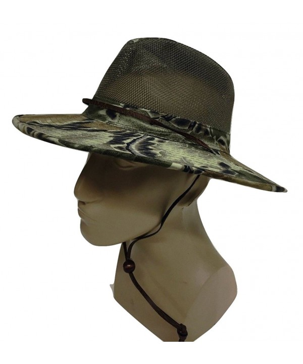 Safari Camo Camouflage Aussie Bush Hat w/Mesh Boonie Bucket Cotton - CX187M2TIDL