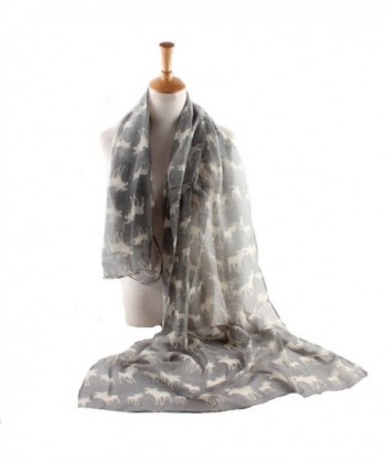 ctshow Milu deer Print Voile Print Scarf Fashionable Women Scarves shawl - Gray - CB183NHCROQ