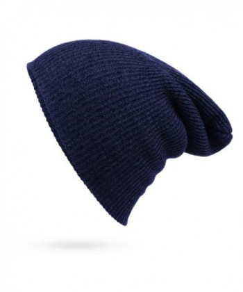 Bestjybt Mens Autumn Winter Warm Knitted Hats Wool Slouchy Baggy Beanie Hat Skull Cap - Navy - CM186Q39G87