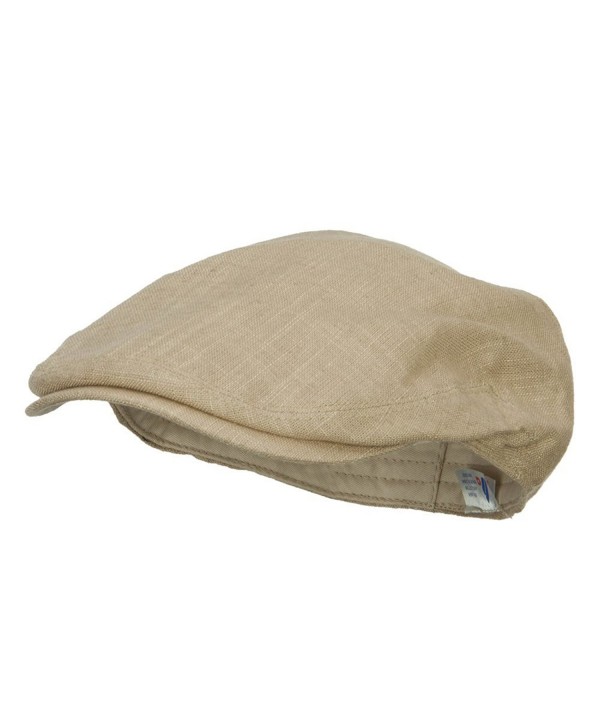 Men's Linen Summer Ivy Cap - Khaki - C611YAJF1NJ