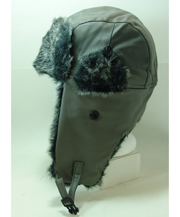 Faux-Leather and Polyester Fur Trapper Hat Gray CK110ZCSY49