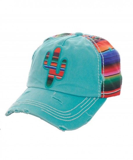 K&B Adjustable Womens Ladies Aztec Serape Cactus Hat Cap - Turquoise Blue - CO184KR5ZUW