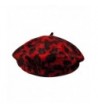 Women French Style Vintage Leopard Print Wool Soft Winter Warm Beret Beanie Hat - Red - C6186NDL5QR