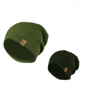 Olive Green Reversible Slouchy Beanie in Men's Skullies & Beanies