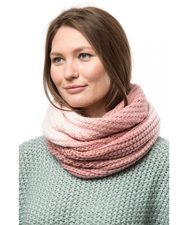 Marino's Women's Cable Knit Infinity Scarves - Fashion Winter Circle Scarf Wrap - Ombré Mauve - CN186DWESDQ