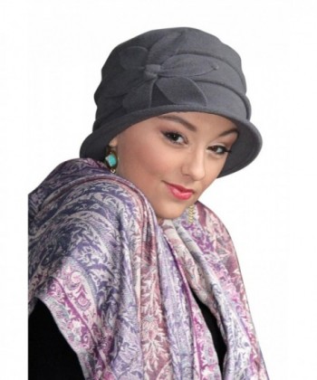 Hats- Scarves and More Fleece Flower Cloche Hat For Chemo & Cancer Patients - Gray - CR1236NWWCN