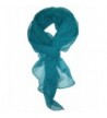 Love Lakeside Modern- Chiffon Silk Blend Solid Color Oblong Scarf - Teal Blue - C911Y59JR6H