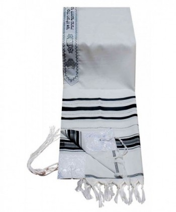 Acrylic Tallit (imitation Wool) Prayer Shawl in Black andSilver Size 18" L X 72" W - CA1121YQNIX