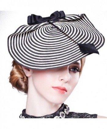 Hibelief Women Striped Fascinator Wedding