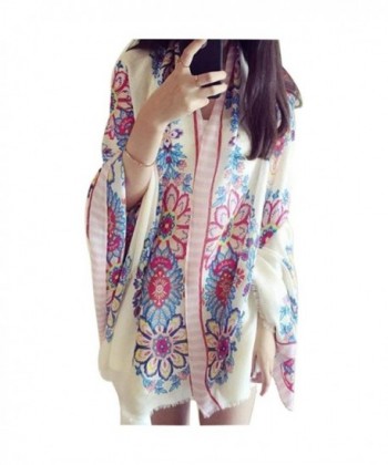 DEESEE(TM) Hot Spring Summer Ladies Ethnic Style Scarf Beach Head Sarong Wrap Shawl - White - C812N2FI0QX