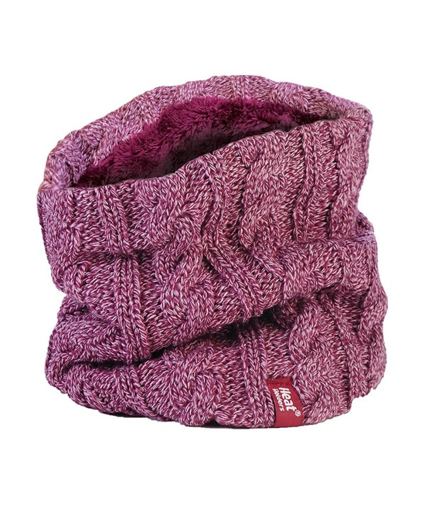 Women's Heat Holders Thermal 3.4 tog Fleece Cable knit Snood Scarf Neck Warmer - Rose - CZ12BW2K0Y7