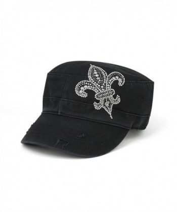 Women's Rhinestone Washed Army Cap - CG11B3A7TQP