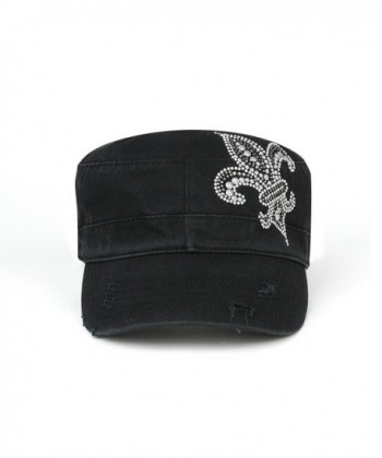 Womens Rhinestone Washed Army Cap