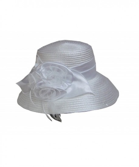 Derby Hat with Feathers and Satin in Red- Black- Brown- Cream or White by Goal 2020 - White - CQ118NW6WAZ