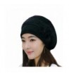 Hunputa WomensWinter French Beret Wool Beret Chic Beanie Winter Hat Slouchy Cable Knit Hat Snow Ski Caps - Black - CU188RY9K3U