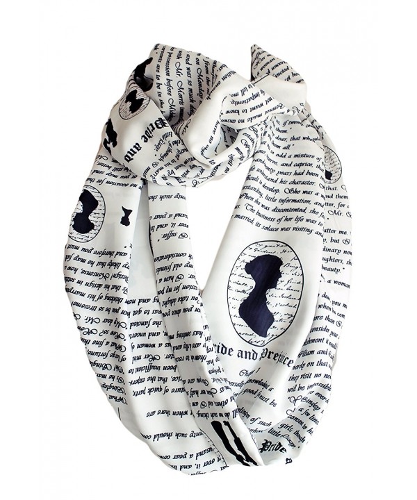 Etwoa's Jane Austen Pride and Prejudice Book White Infinity Scarf Circle Loop Scarf - CK12O1O8B3S