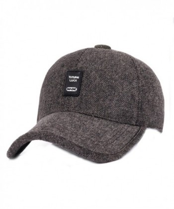 King Star Mens Winter Warm Wool Baseball Caps Hat With Fold Earflap - Brown - CJ188ILDN8Z