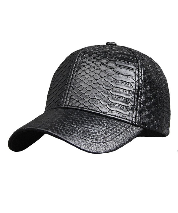 Pu Adjustable Baseball Cap Women Men Unisex Glossy Snake Skin Structured Caps Hat - CC18530R6XL